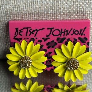 Betsey Johnson Vibrant Yellow Floral Earrings